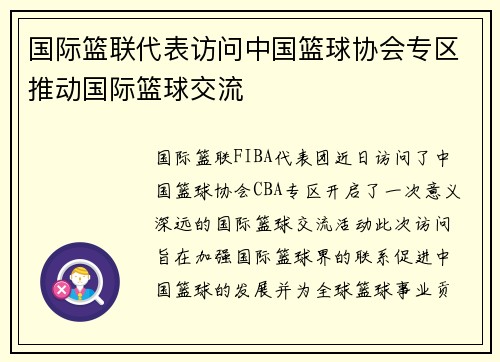 国际篮联代表访问中国篮球协会专区推动国际篮球交流