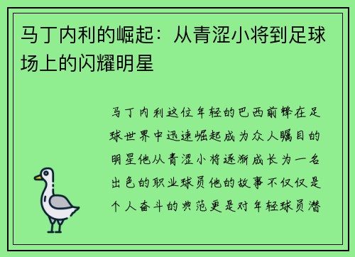 马丁内利的崛起：从青涩小将到足球场上的闪耀明星